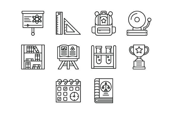 10 Education Outline Icons Bundle: A Must-Have Graphic Design Asset for Content Creators