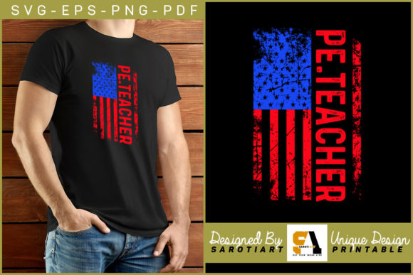 American Flag with PE Teacher Design SVG – A Unique Graphic for Crafters