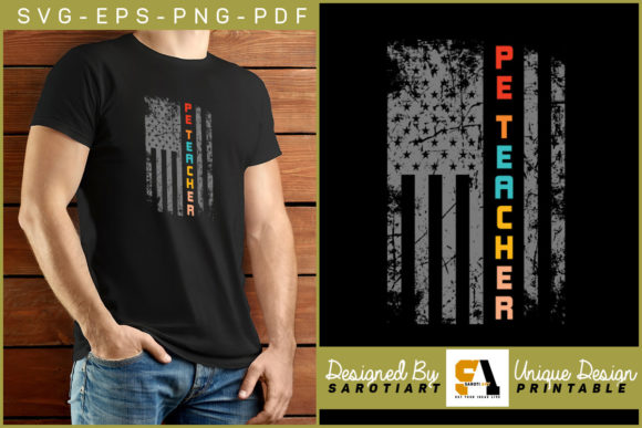 American Grunge Flag with PE Teacher SVG – A Must-Have Graphic for Crafters