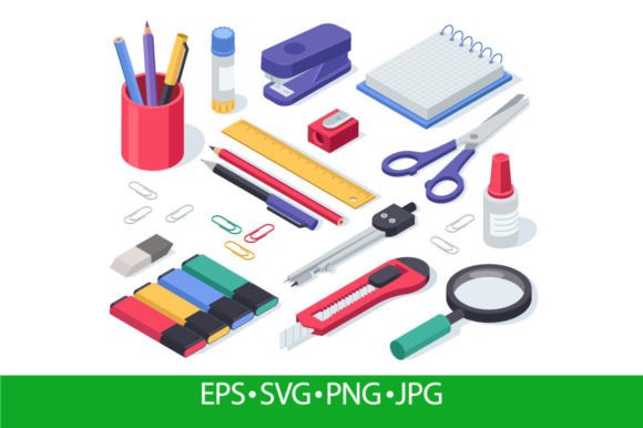 Isometric Stationery: School Supplies for Real Embroidery Projects