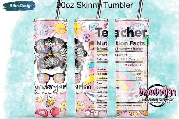 Kindergarten Teacher Life Nutrition Fact: A Versatile Tumbler Wrap Graphic