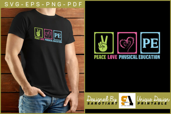 Peace Love Physical Education Design PNG for Crafts and Graphics Projects