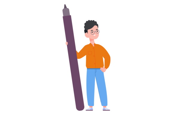 Young Boy with Pen Graphic for Website and Editorial Design